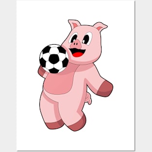 Pig Soccer player Soccer Posters and Art